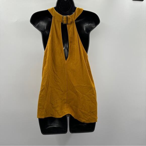 Free People Twist & Shout Gold Mustard Keyhole Buckle Back Tank Top Size S - Picture 4 of 8
